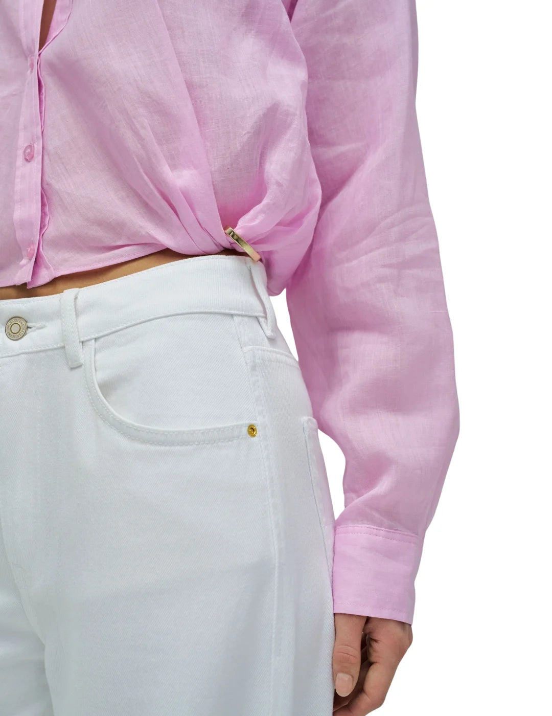 Camisa Cropped Salsa Jeans Rosa | Bicos de Fío