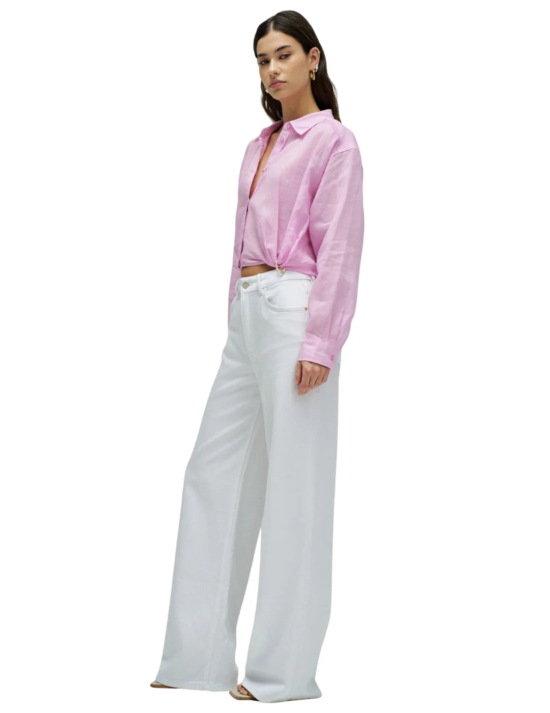 Camisa Cropped Salsa Jeans Rosa | Bicos de Fío