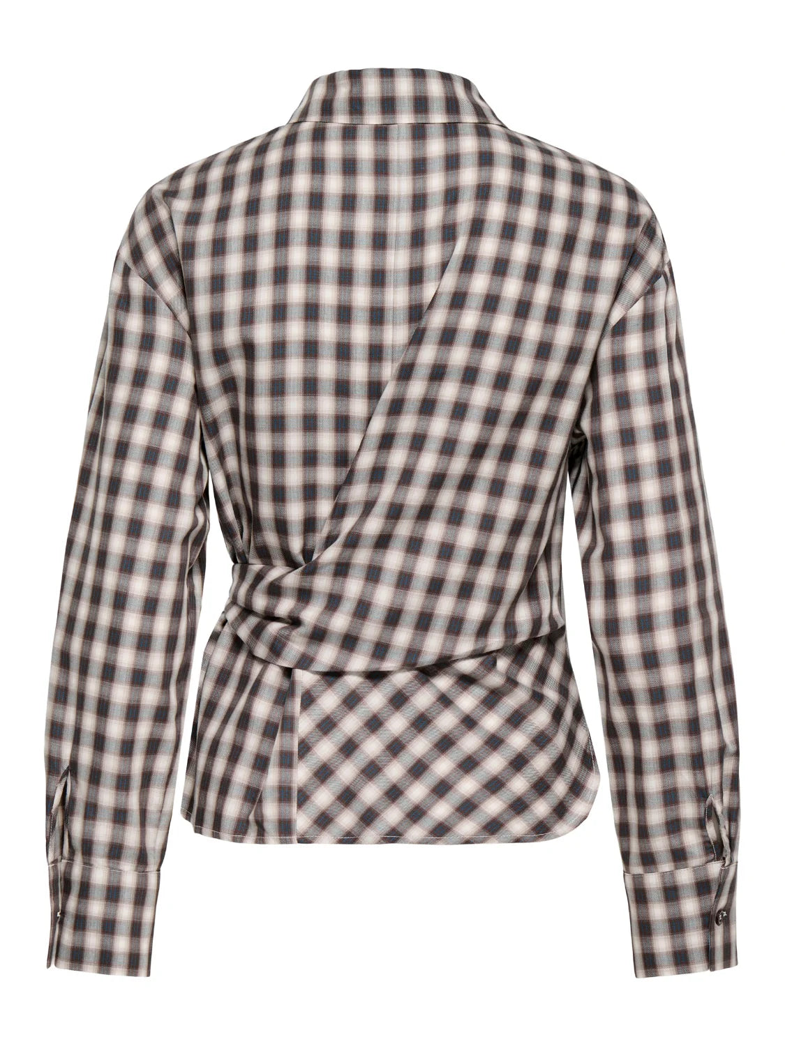 Camisa Cruzada Cuadros ONLY Nola Crudo | Bicos de Fío