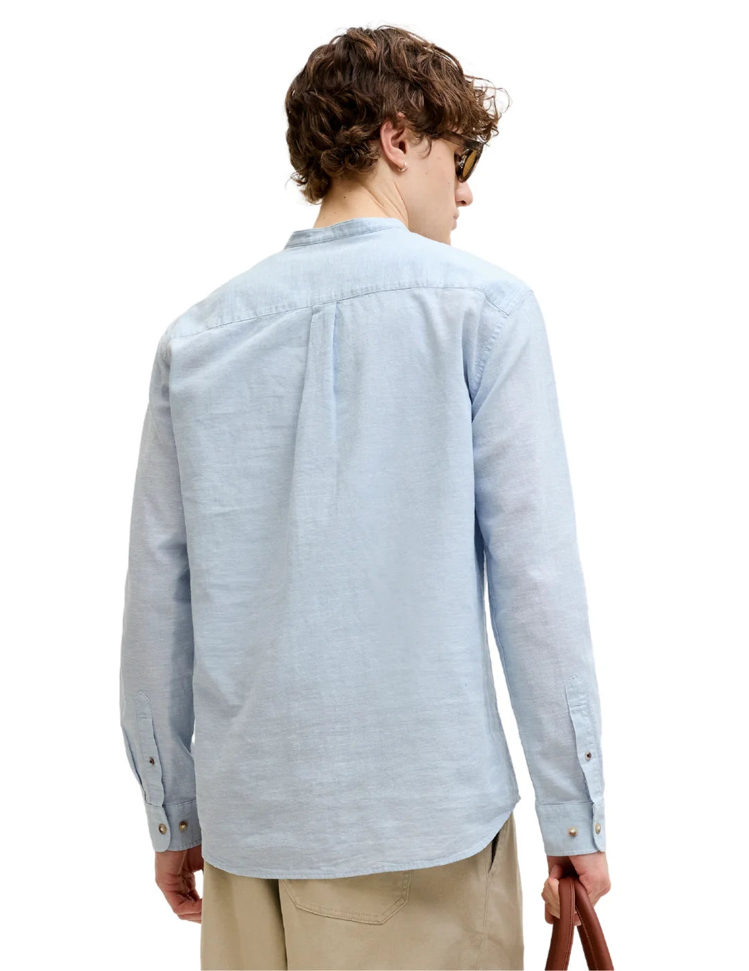 Camisa Lino Cuello Mao Jack&Jones Summer Azul Celeste | Bicos de Fío