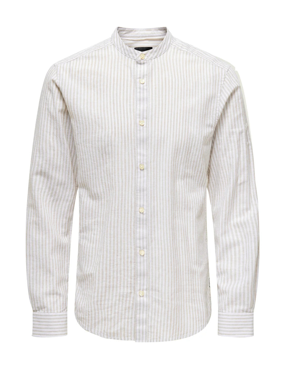 Camisa Cuello Mao Lino ONLY&SONS Caiden Beige | Bicos de Fío