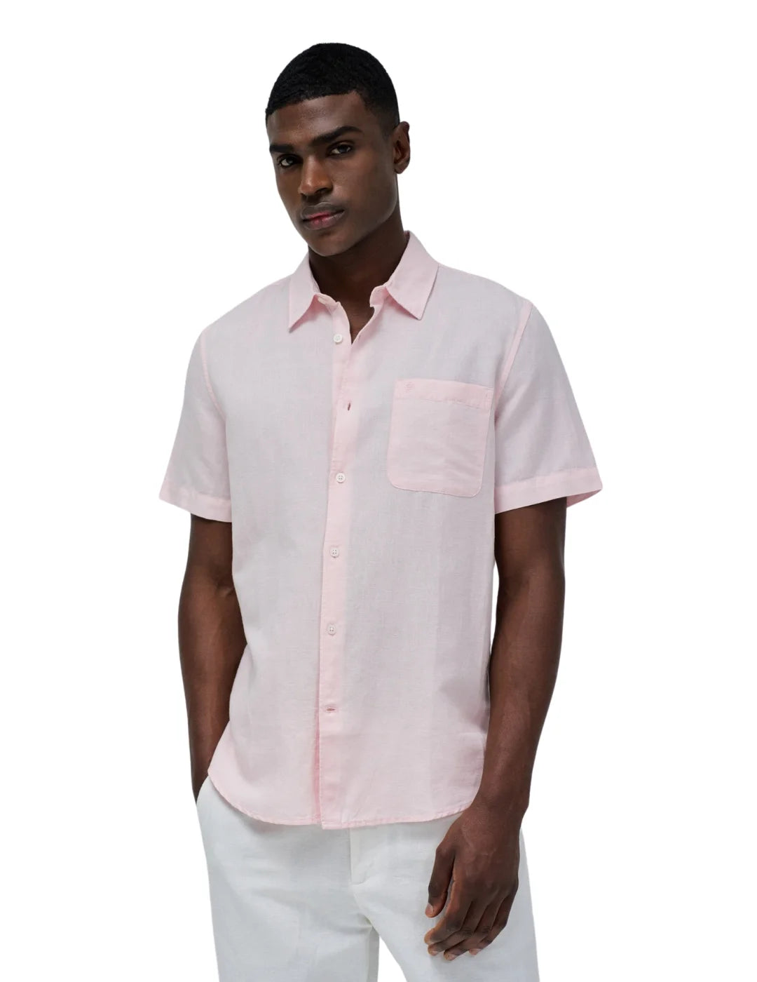 Camisa Manga Corta Lino Salsa Jeans Rosa - Bicos de Fío