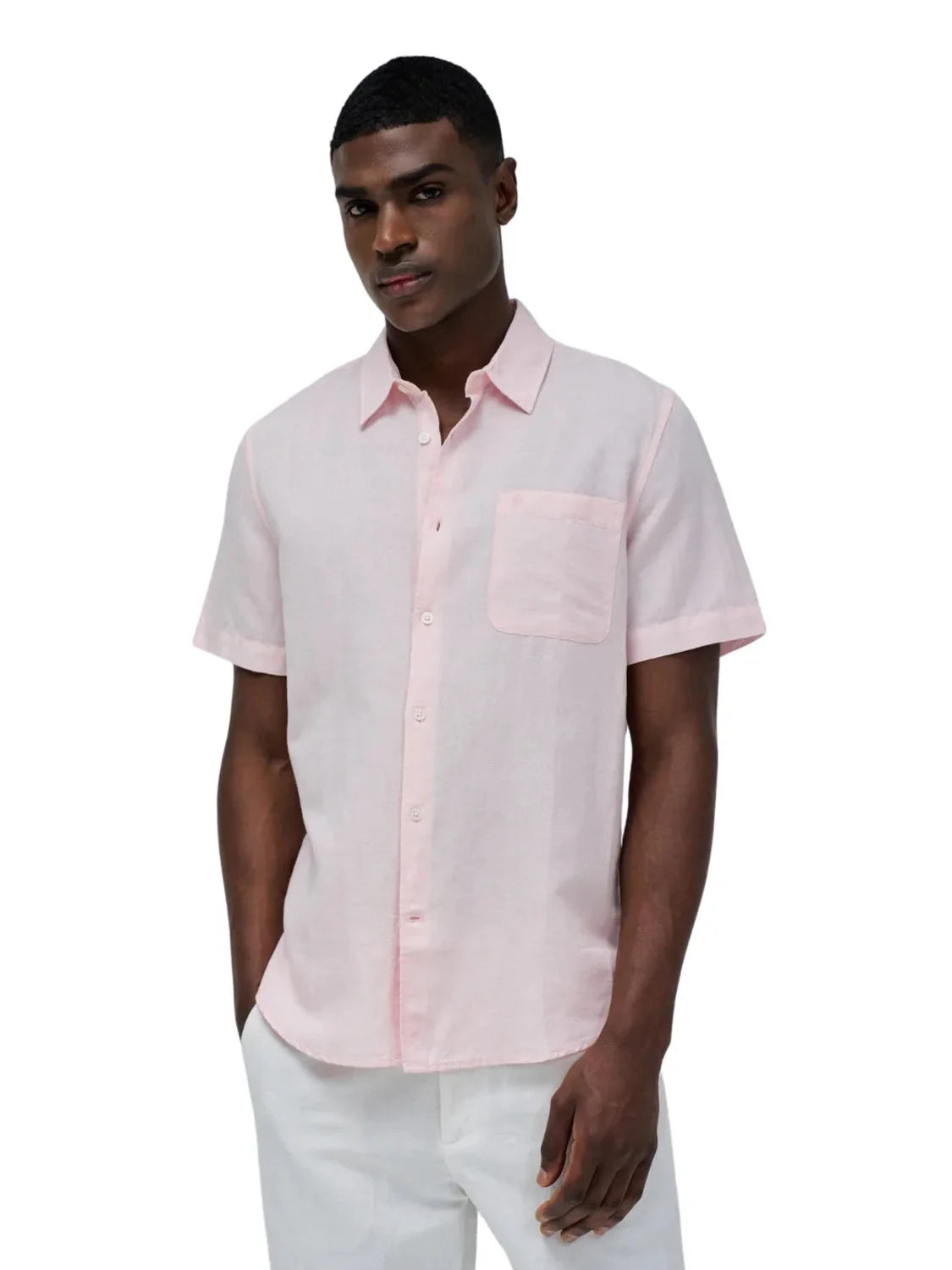 Camisa Manga Corta Lino Salsa Jeans Rosa - Bicos de Fío