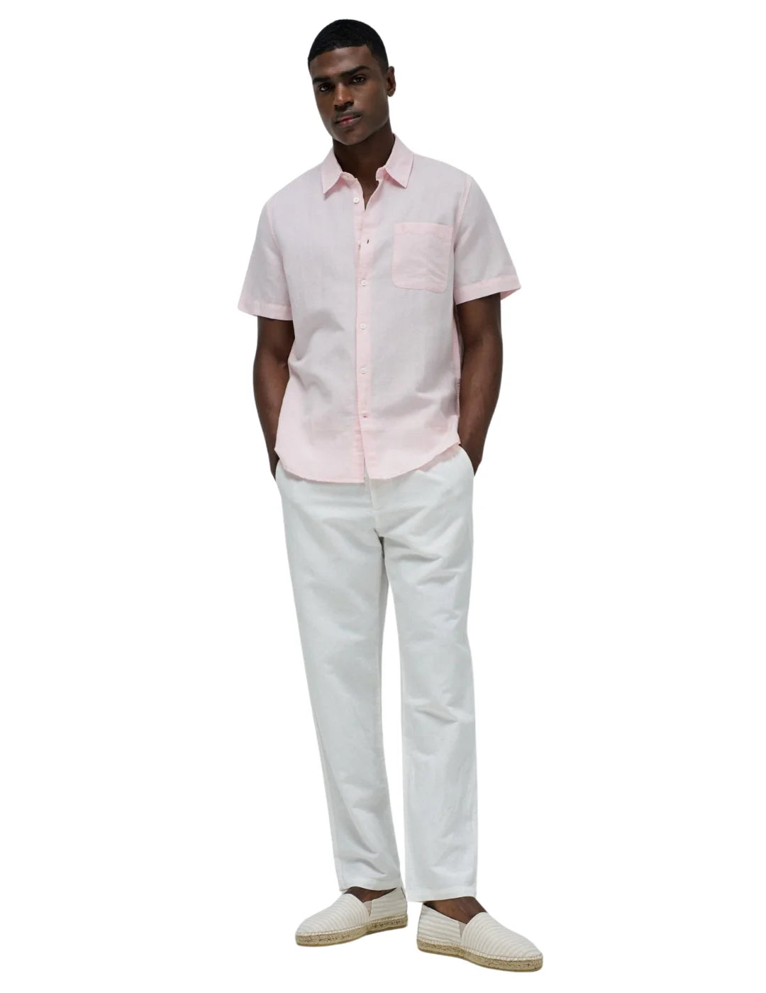 Camisa Manga Corta Lino Salsa Jeans Rosa - Bicos de Fío