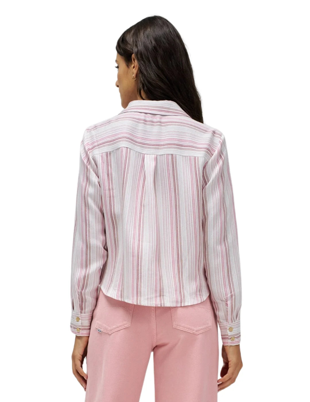 Camisa De Rayas Salsa Jeans Lurex Rosa | Bicos de Fío