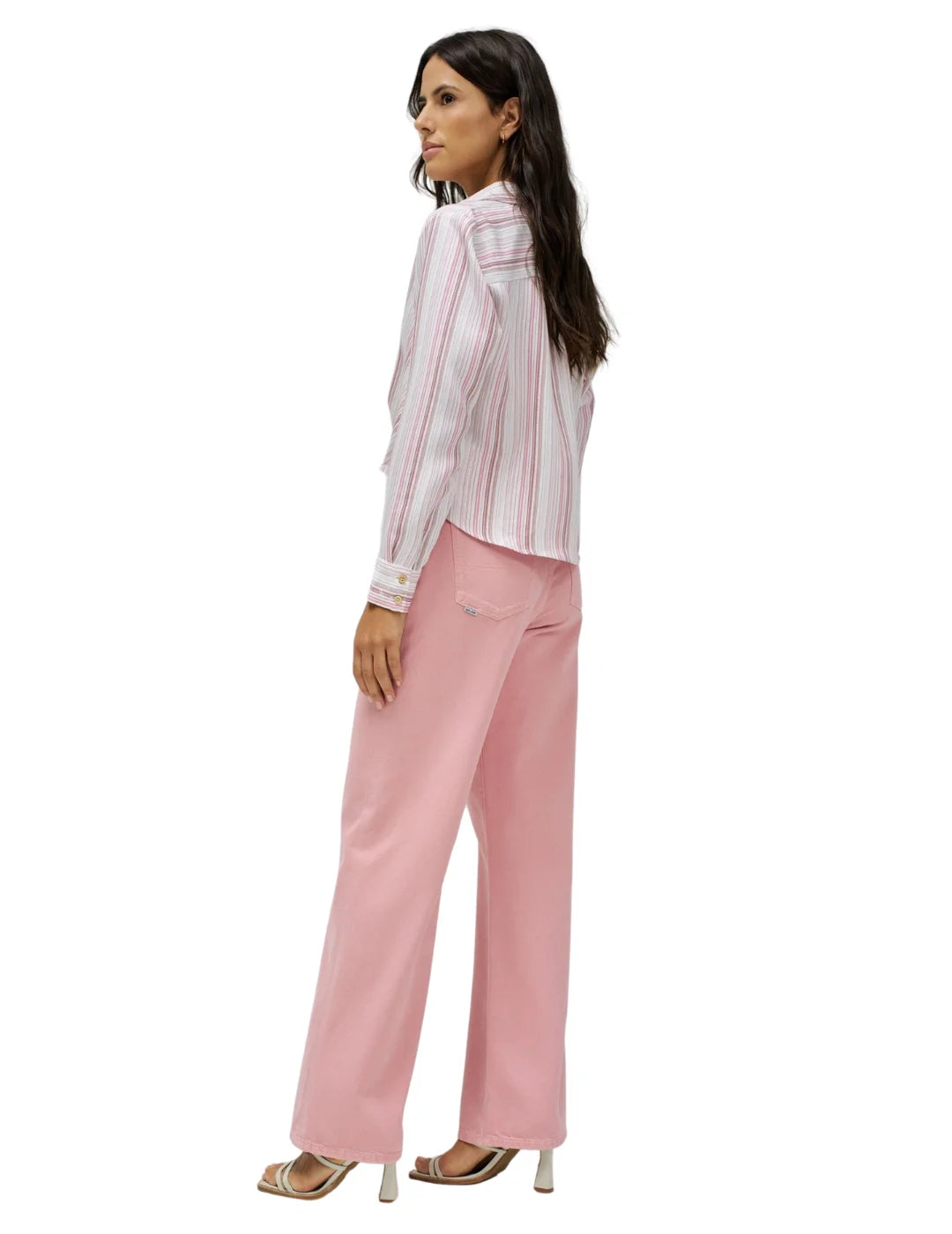 Camisa De Rayas Salsa Jeans Lurex Rosa | Bicos de Fío