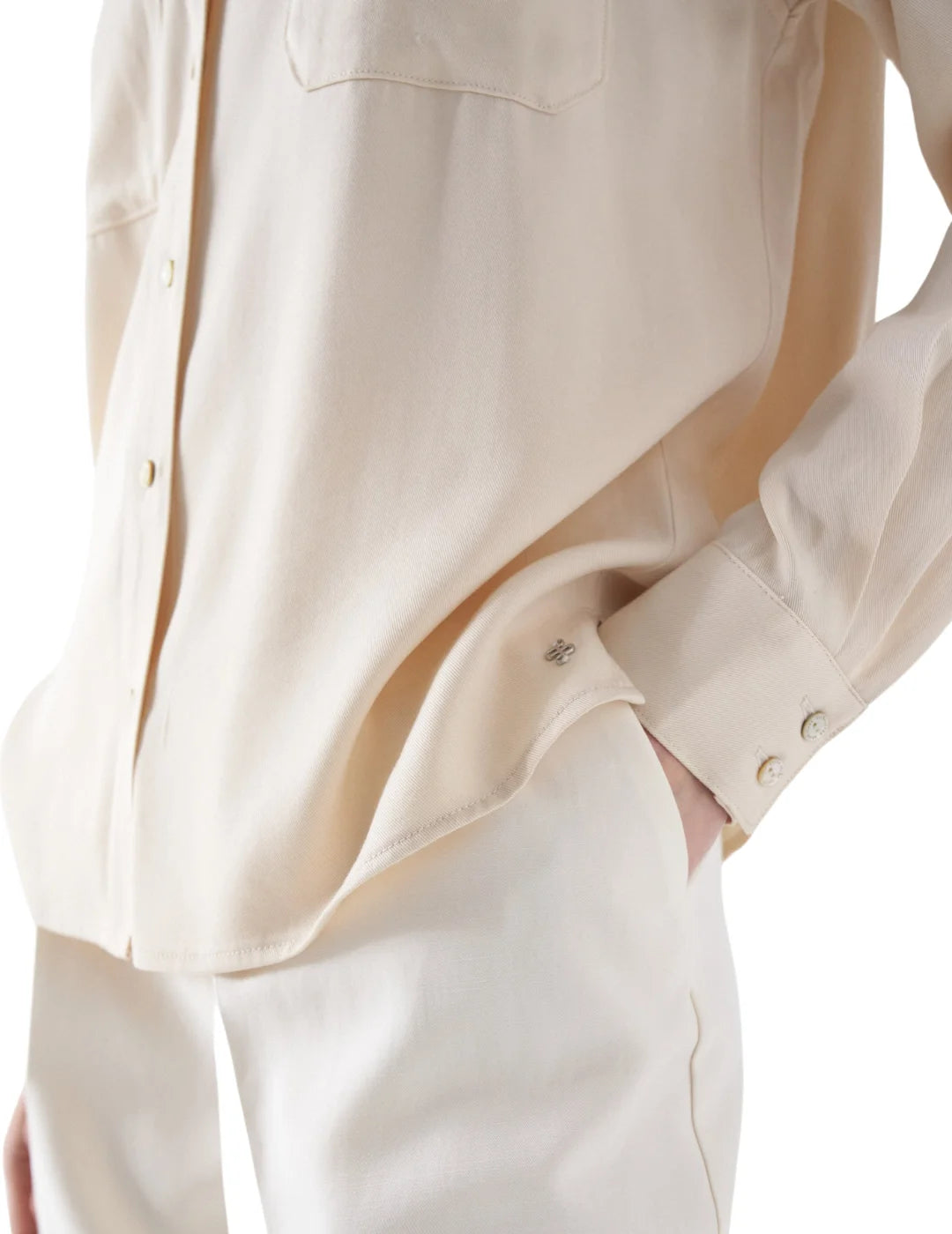 Camisa Lightdenim Loose Salsa Jeans Beige | Bicos de Fío