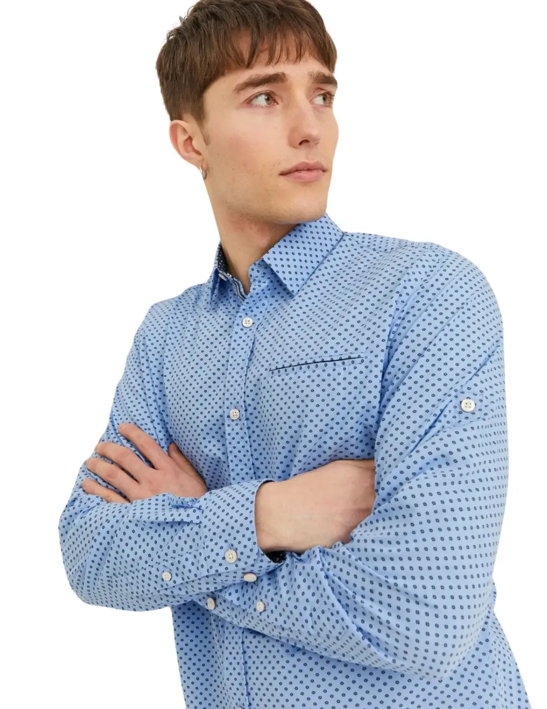 Camisa Estampada Jack & Jones Remy Azul | Bicos de Fío