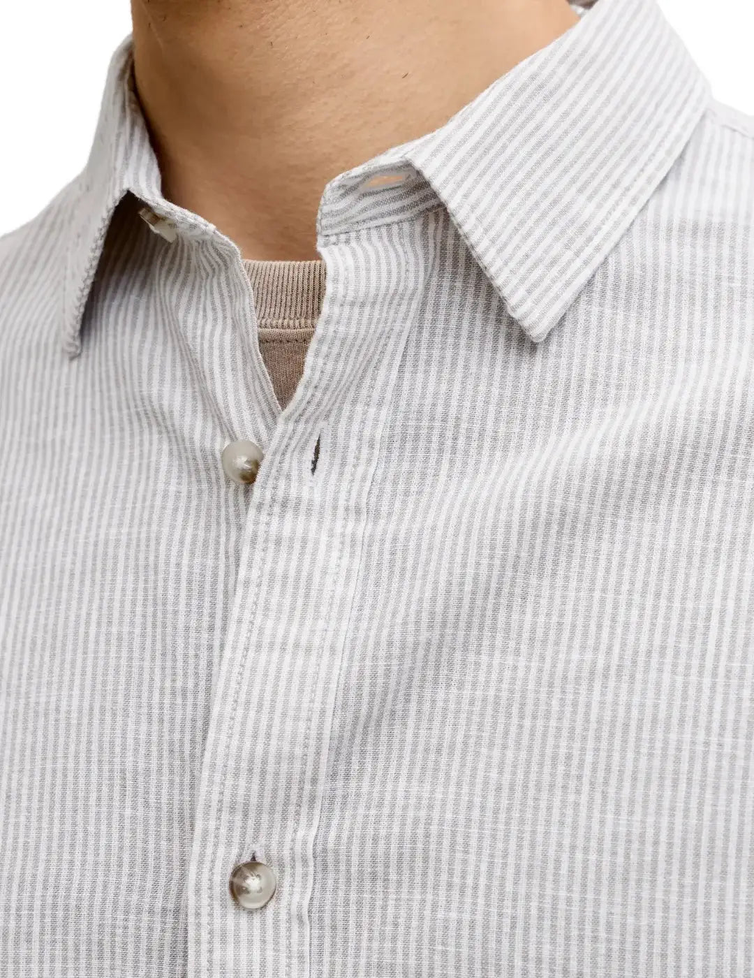 Camisa Lino Jack&Jones Summer Rayas Beige | Bicos de Fío