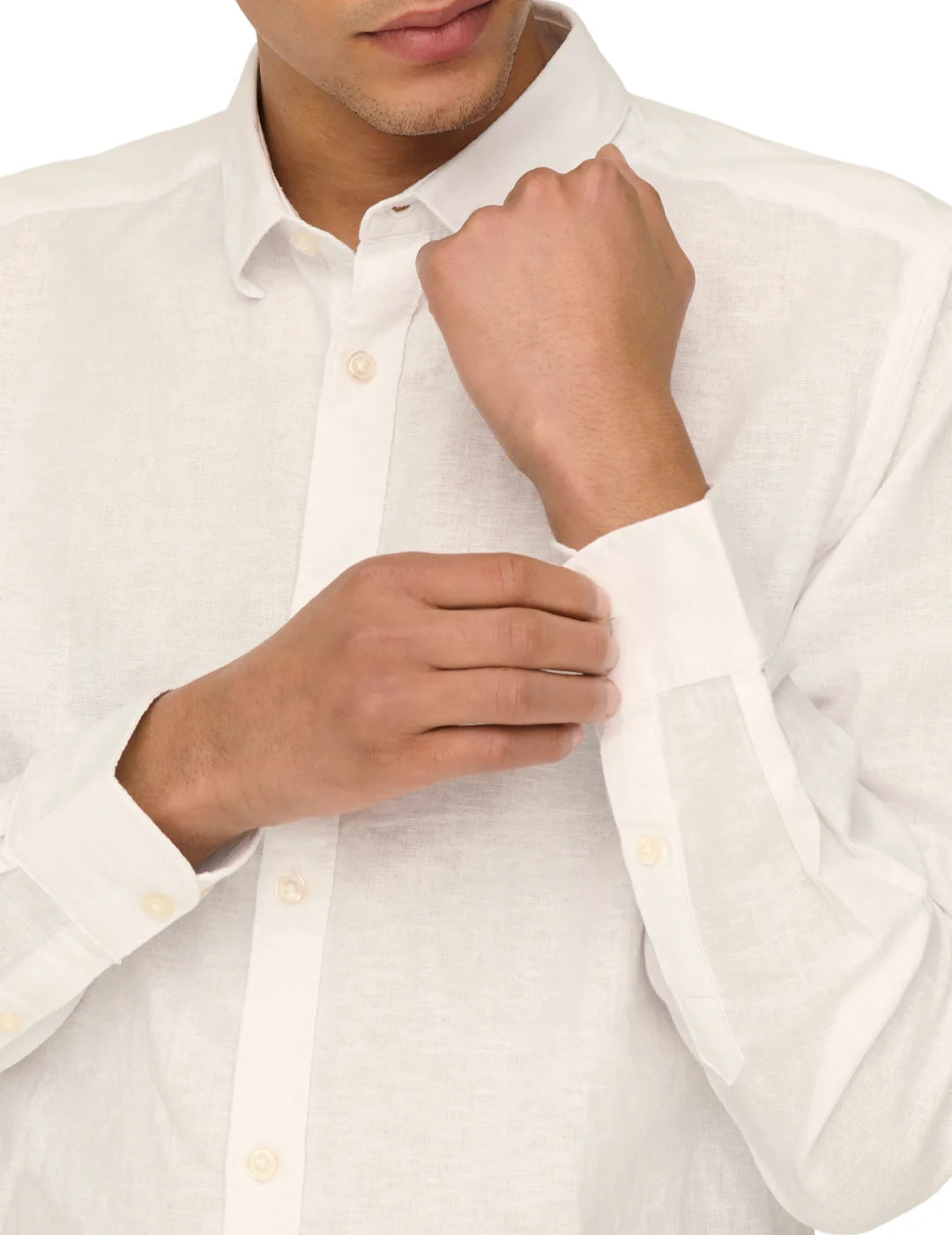 Camisa Lino ONLY&SONS Caiden Blanco | Bicos de Fío