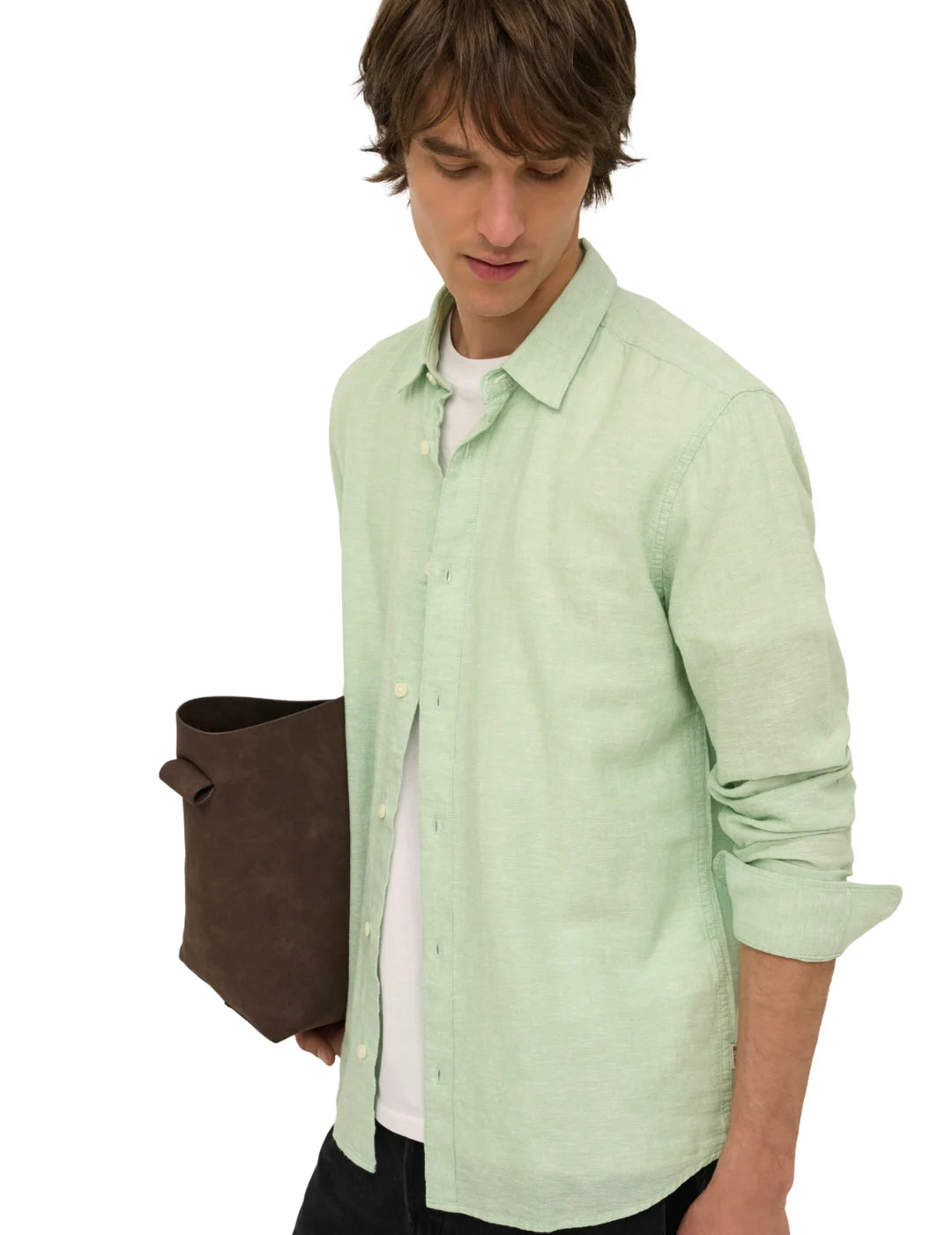 Camisa Lino ONLY&SONS Caiden Verde Quiet | Bicos de Fío