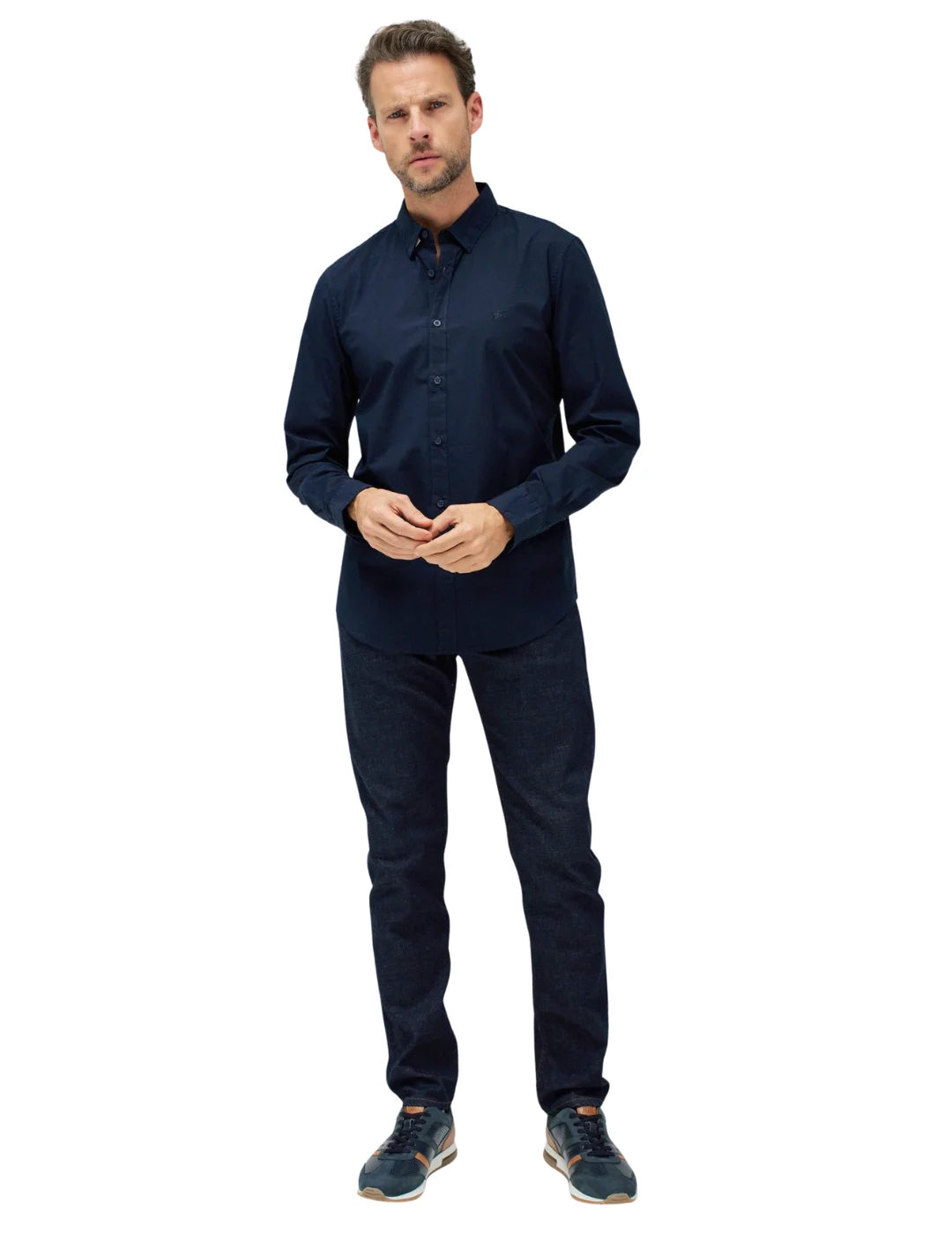 Camisa Lisa Elástica Salsa Jeans Azul Marino