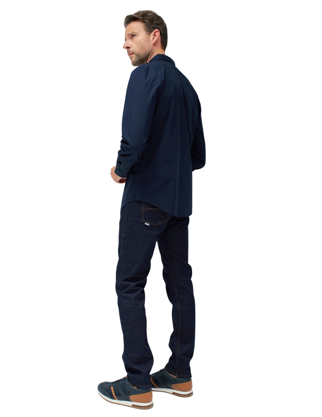 Camisa Lisa Elástica Salsa Jeans Azul Marino