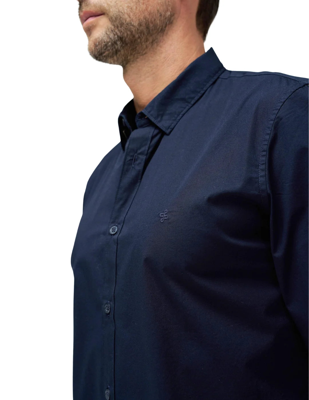 Camisa Lisa Elástica Salsa Jeans Azul Marino