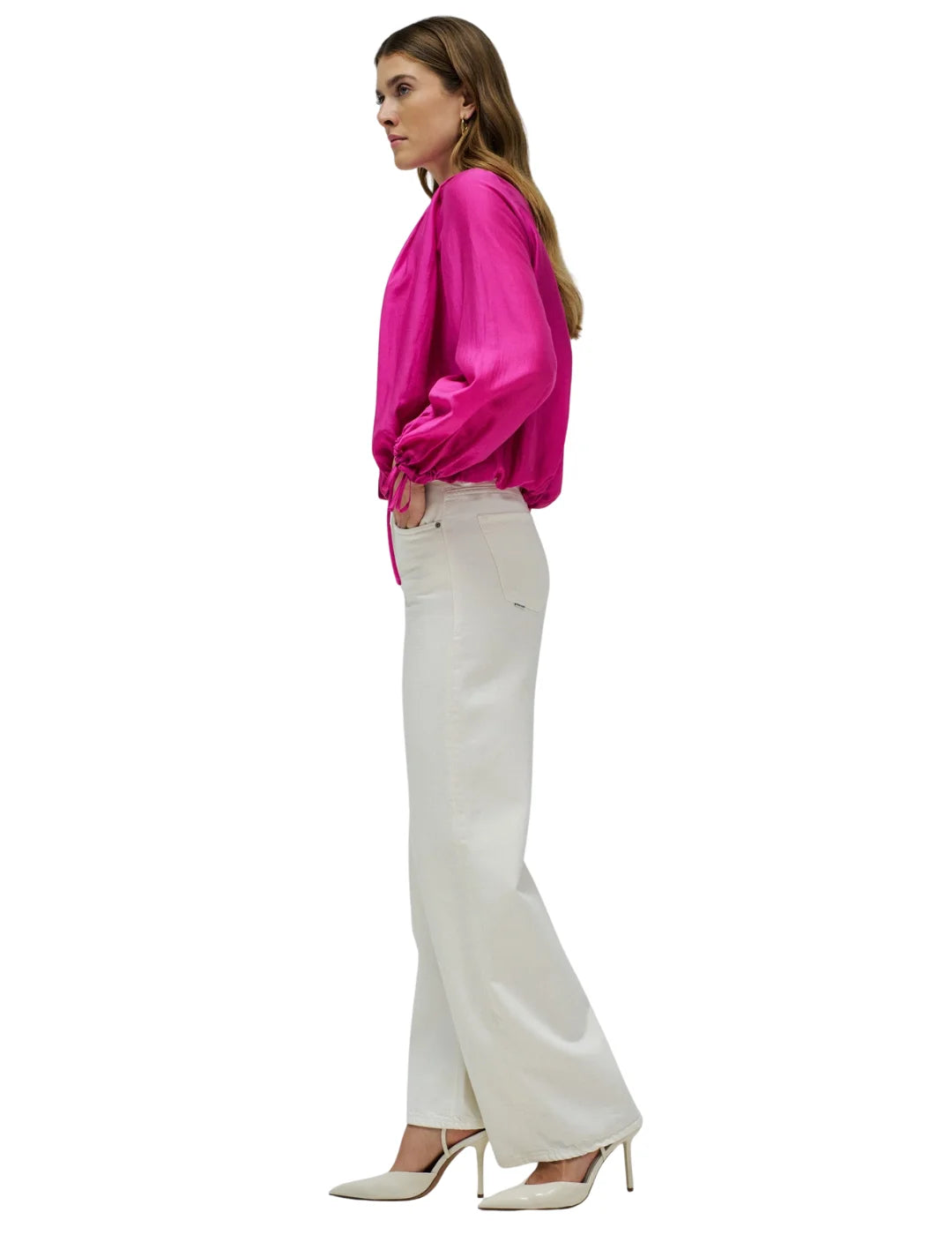 Camisa Manga Abullonada Salsa Jeans Fucsia | Bicos de Fío