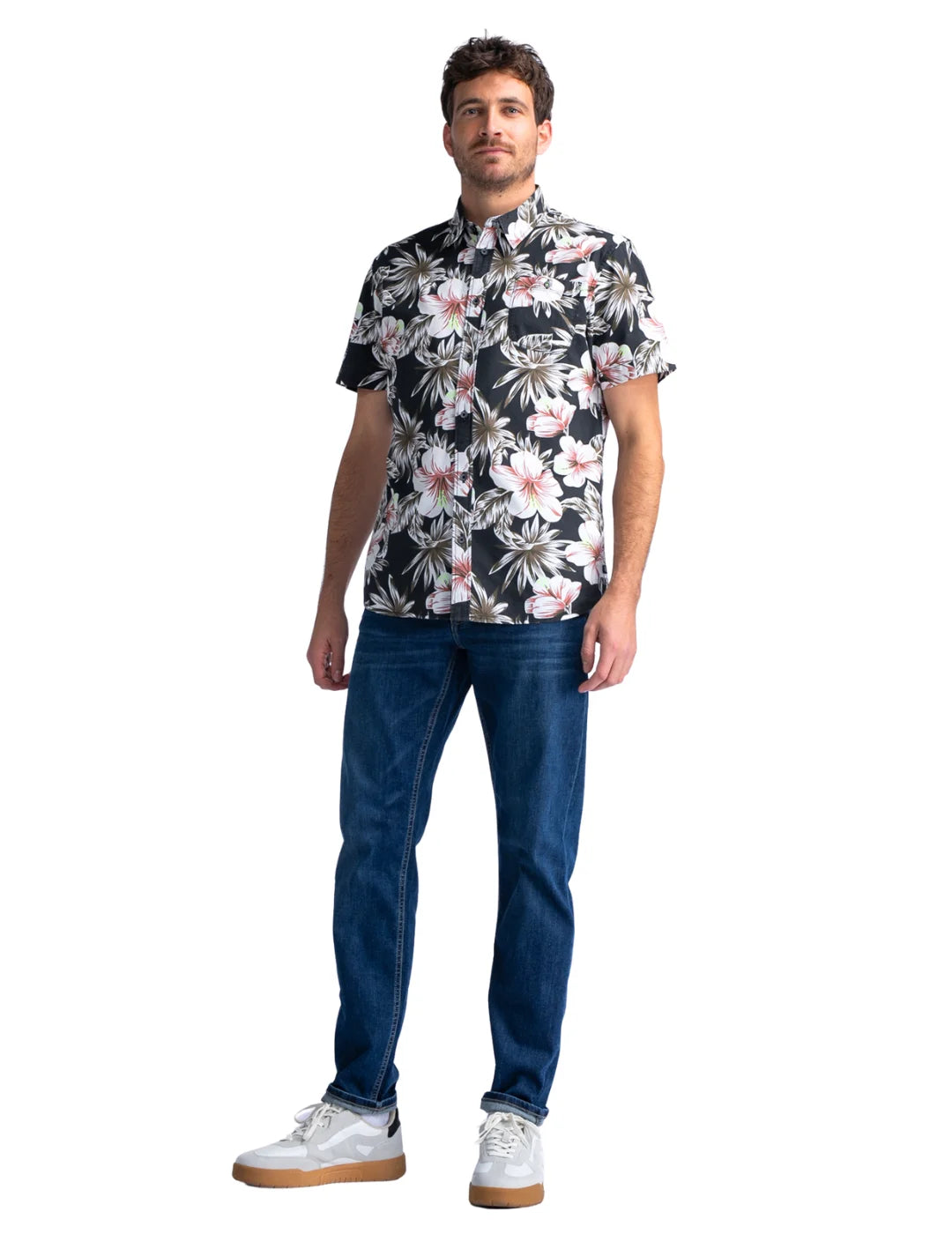 Camisa Petrol Industries Botanical Negro | Bicos de Fío