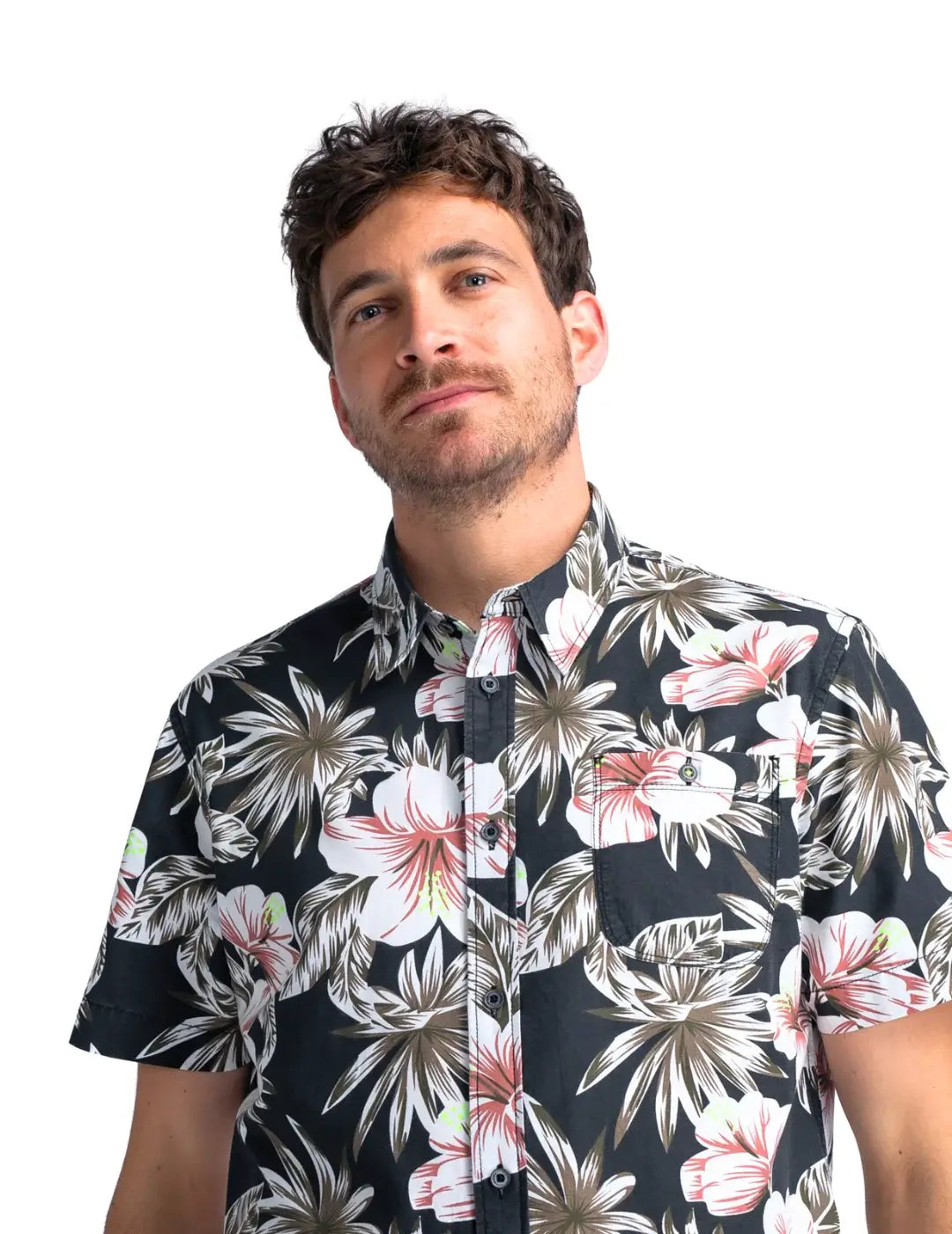 Camisa Petrol Industries Botanical Negro | Bicos de Fío