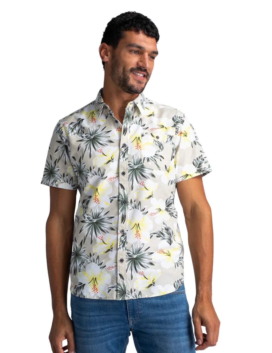 Camisa Petrol Industries Botanical Blanco | Bicos de Fío