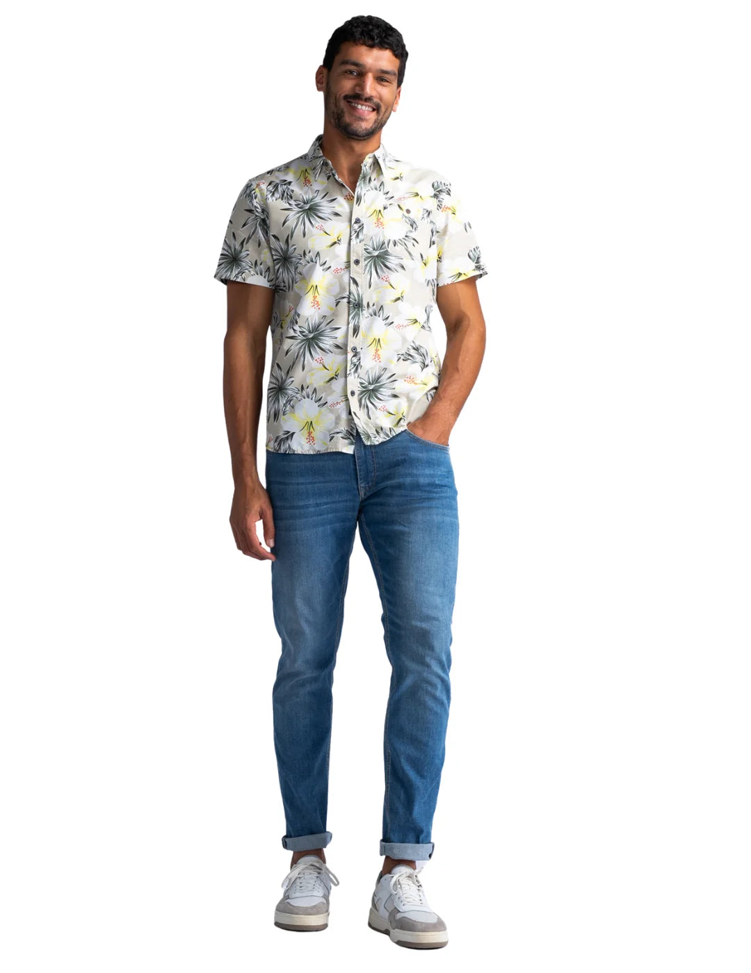 Camisa Petrol Industries Botanical Blanco | Bicos de Fío