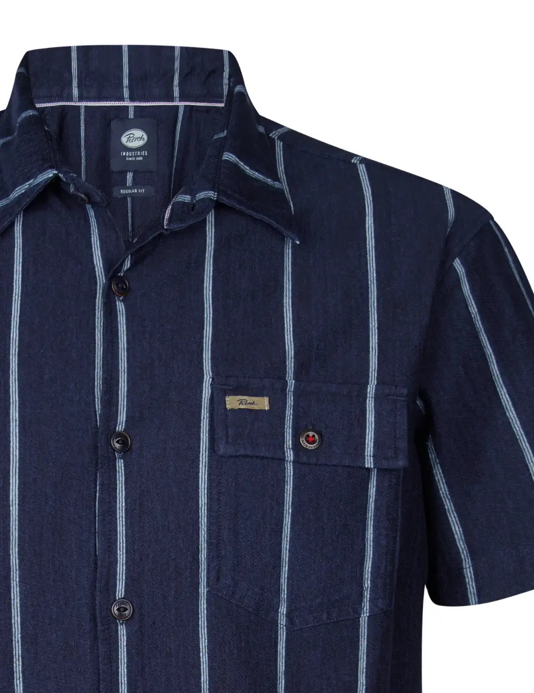 Camisa M/C Petrol Industries Rayas Azul Marino | Bicos de Fío