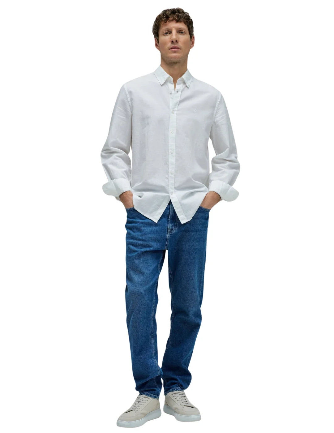 Camisa Mezcla Lino Salsa Jeans Blanco | Bicos de Fío
