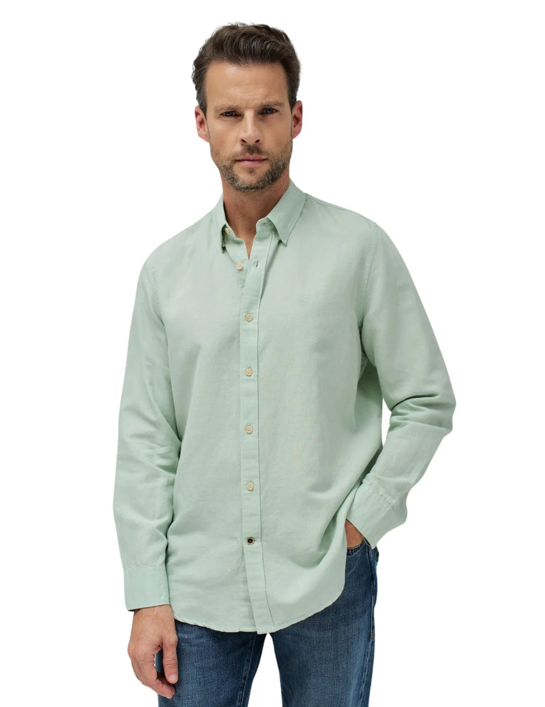 Camisa De Lino Salsa Jeans Verde Claro | Bicos de Fío
