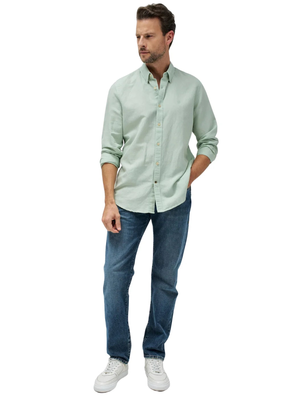 Camisa De Lino Salsa Jeans Verde Claro | Bicos de Fío