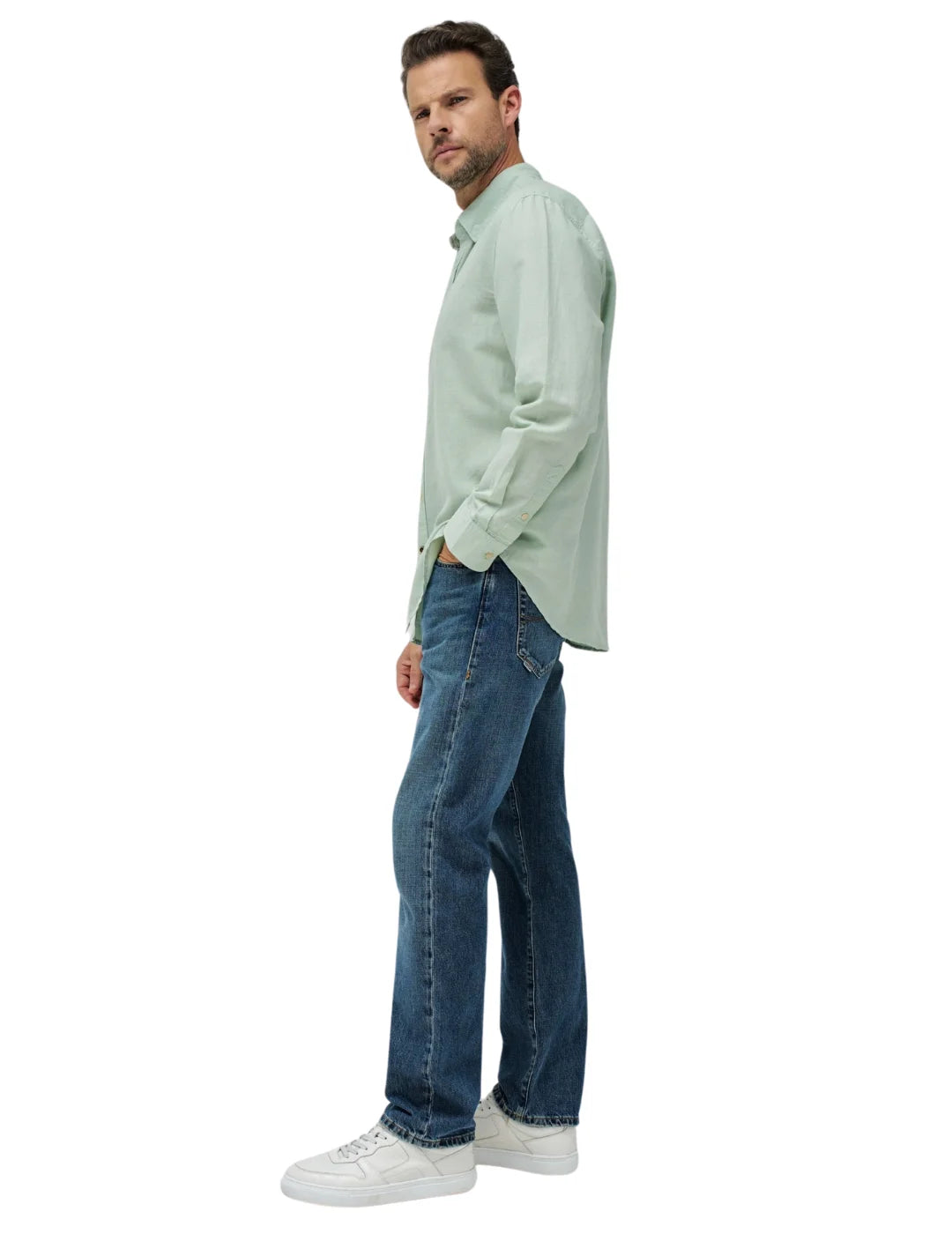 Camisa De Lino Salsa Jeans Verde Claro | Bicos de Fío