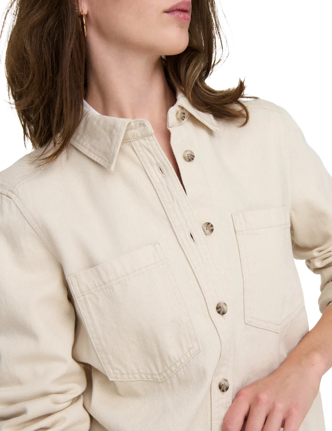 Camisa Vaquera ONLY Silla Beige | Bicos de Fío