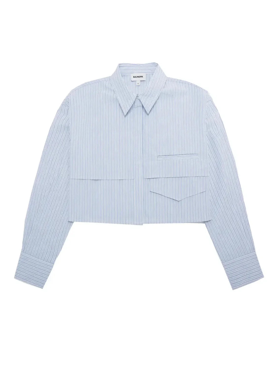 Camisa Popelin Cropped BALMOHK Azul | Bicos de Fío
