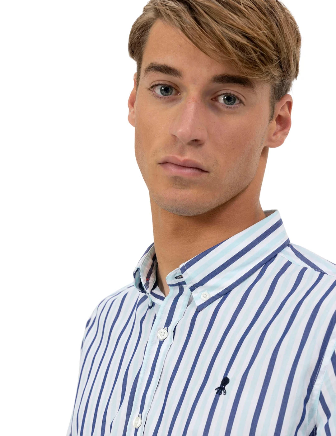Camisa Popelin El Pulpo Rayas Azul | Bicos de Fío