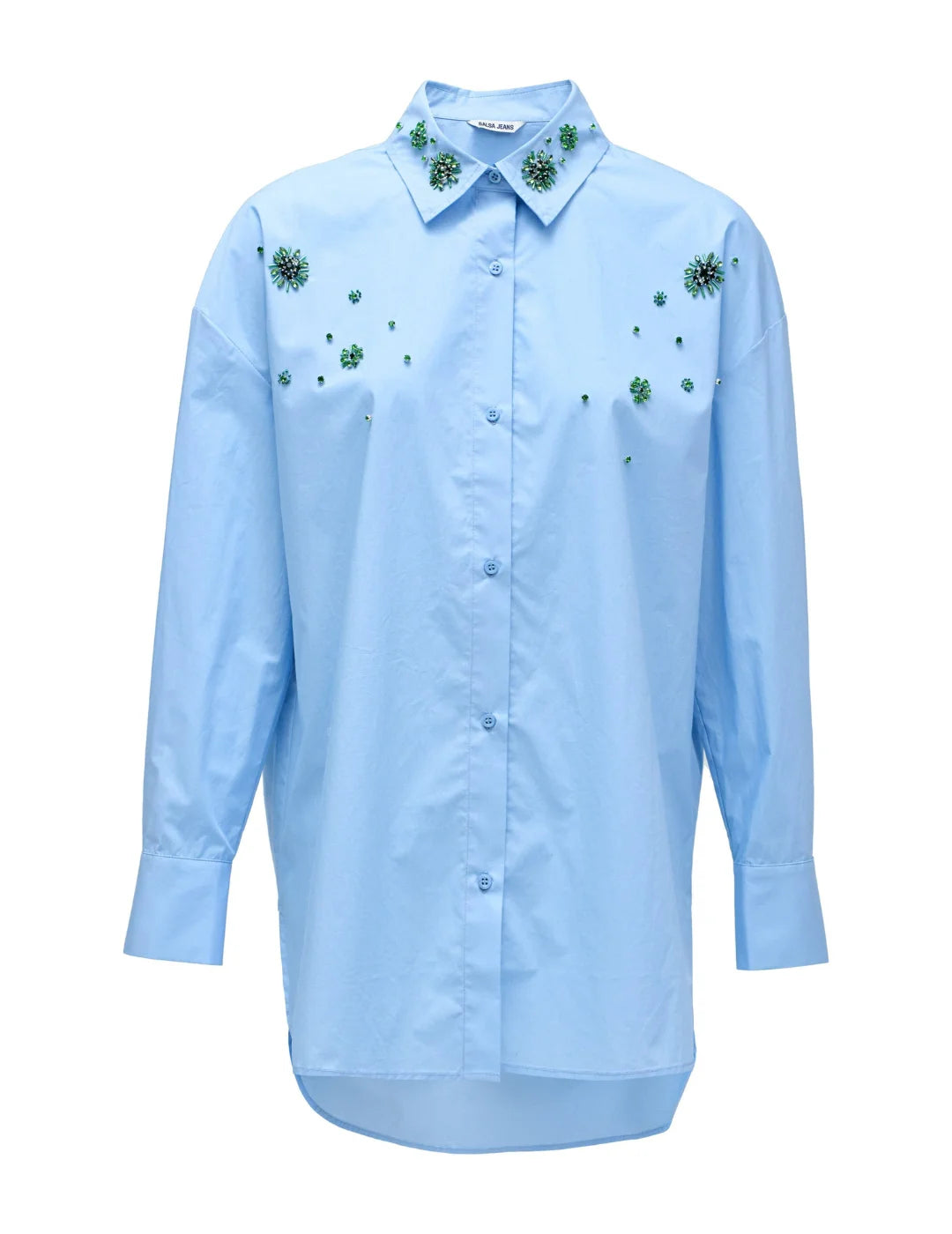 Camisa Popelin Piedras Salsa Jeans Azul | Bicos de Fío