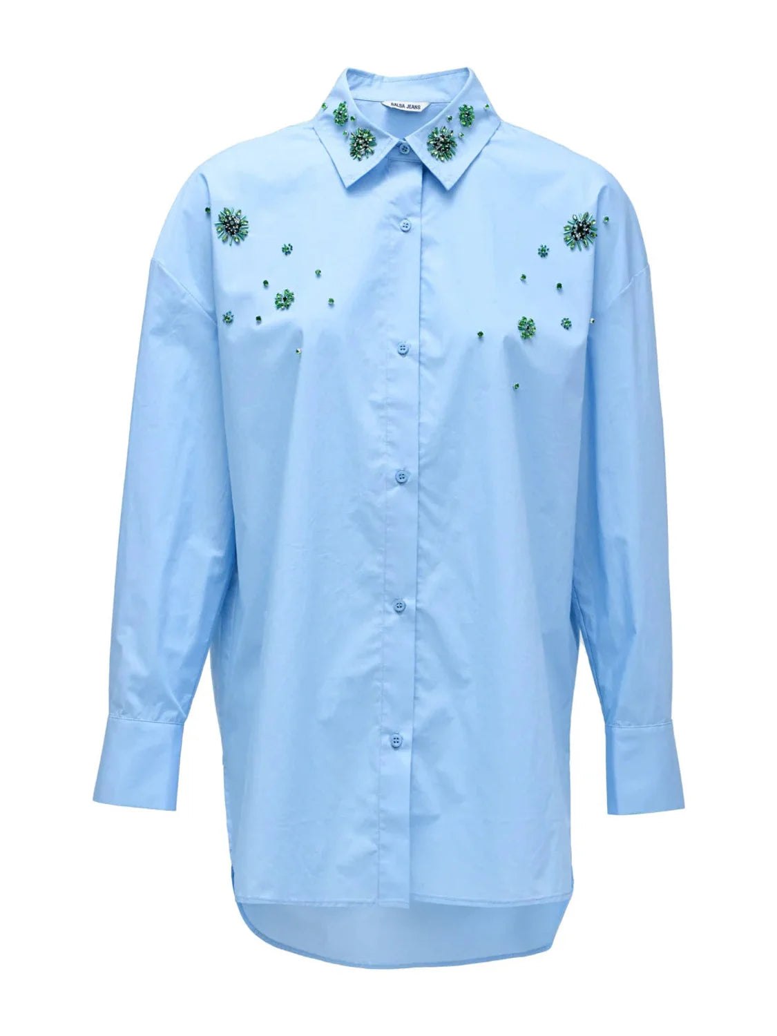 Camisa Popelin Piedras Salsa Jeans Azul | Bicos de Fío