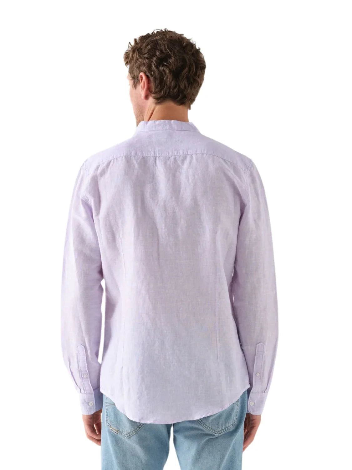 Camisa Cuello Mao Salsa Jeans Rayas Lila | Bicos de Fío