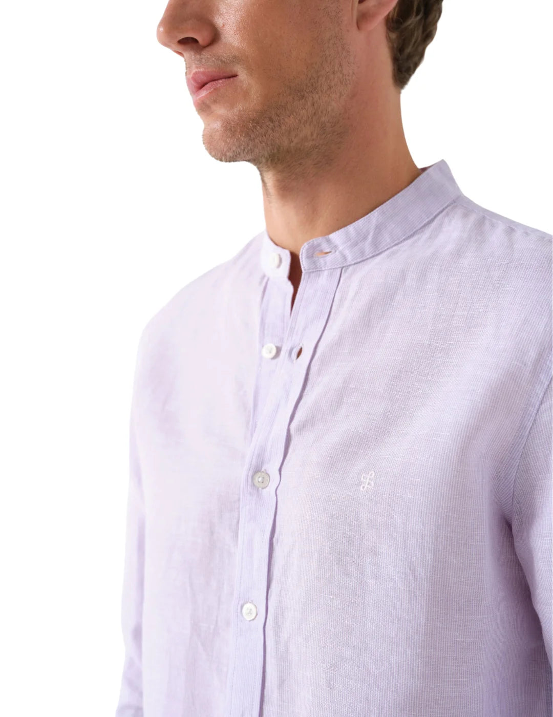 Camisa Cuello Mao Salsa Jeans Rayas Lila | Bicos de Fío