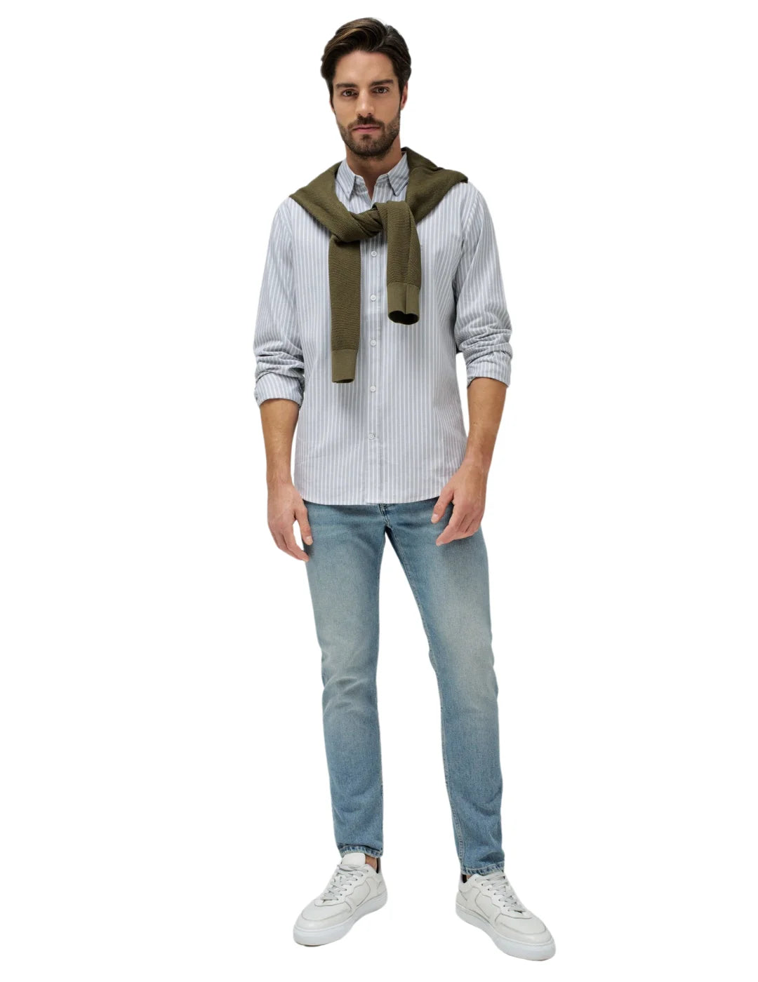 Camisa Rayas Salsa Jeans Gris | Bicos de Fío