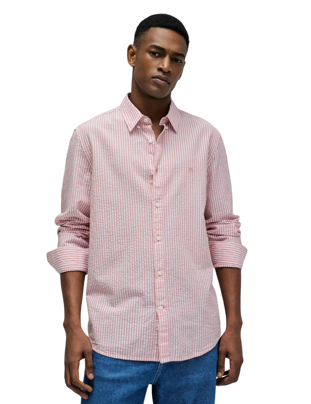 Camisa Rayas Seersucker Salsa Jeans Rosa | Bicos de Fío