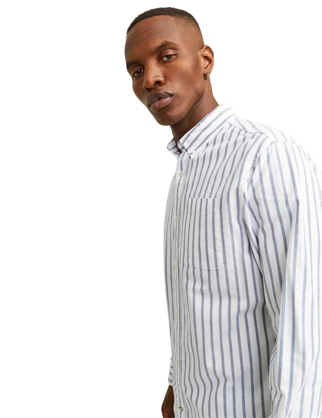 Camisa Manga Larga Jack & Jones Rayas Azul | Bicos de Fío