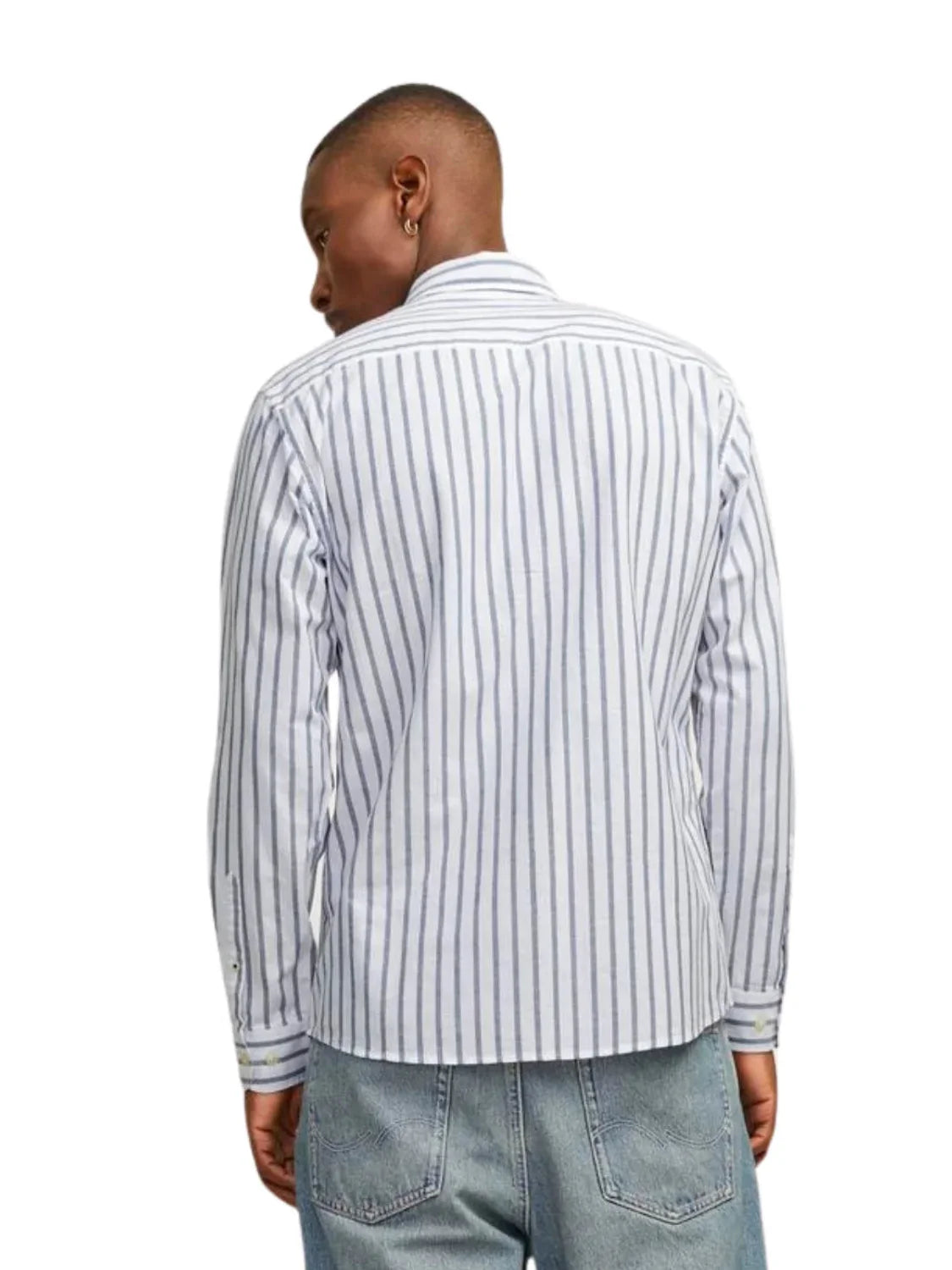 Camisa Manga Larga Jack & Jones Rayas Azul | Bicos de Fío