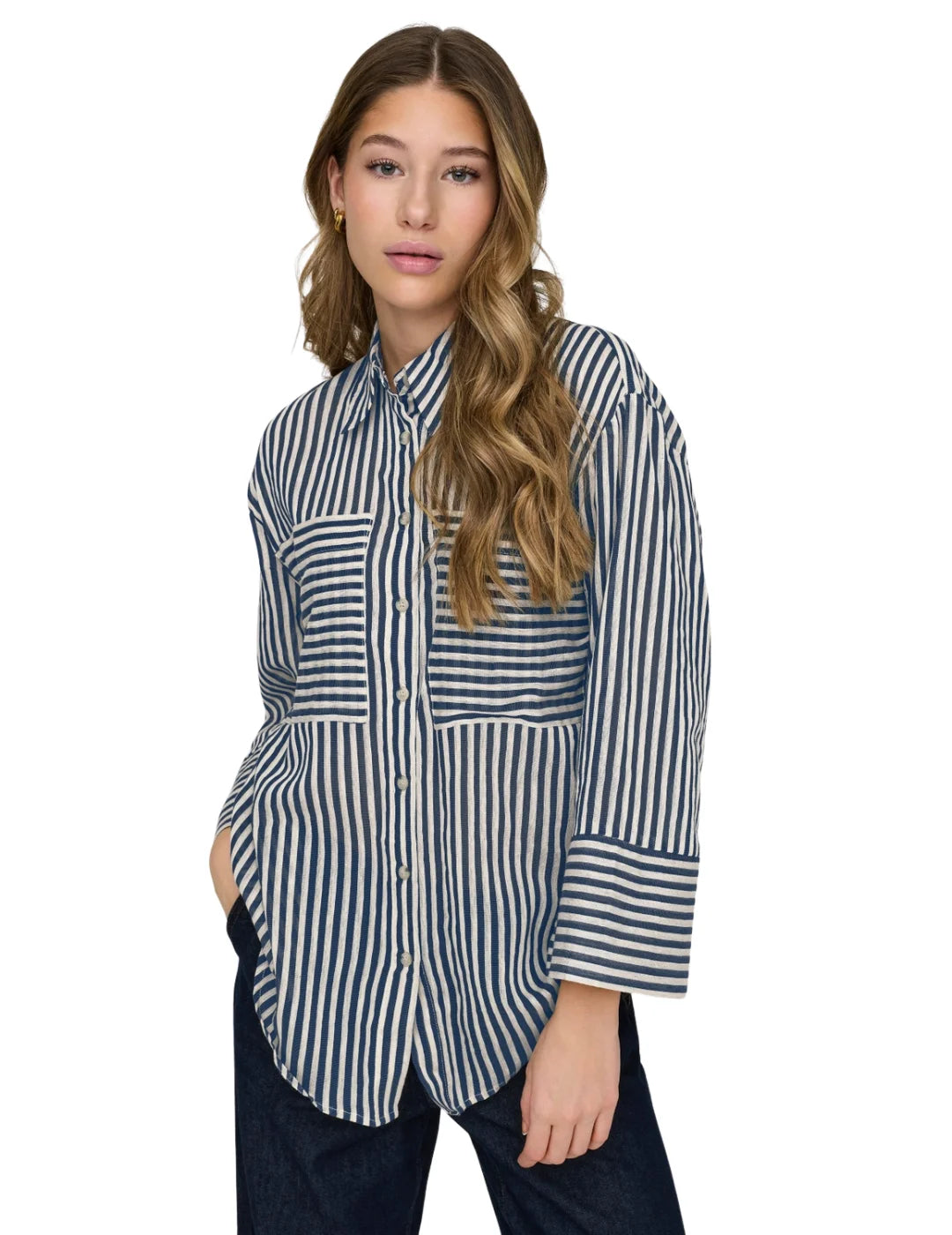 Camisa Rayas JDY Martina Azul Marino | Bicos de Fío