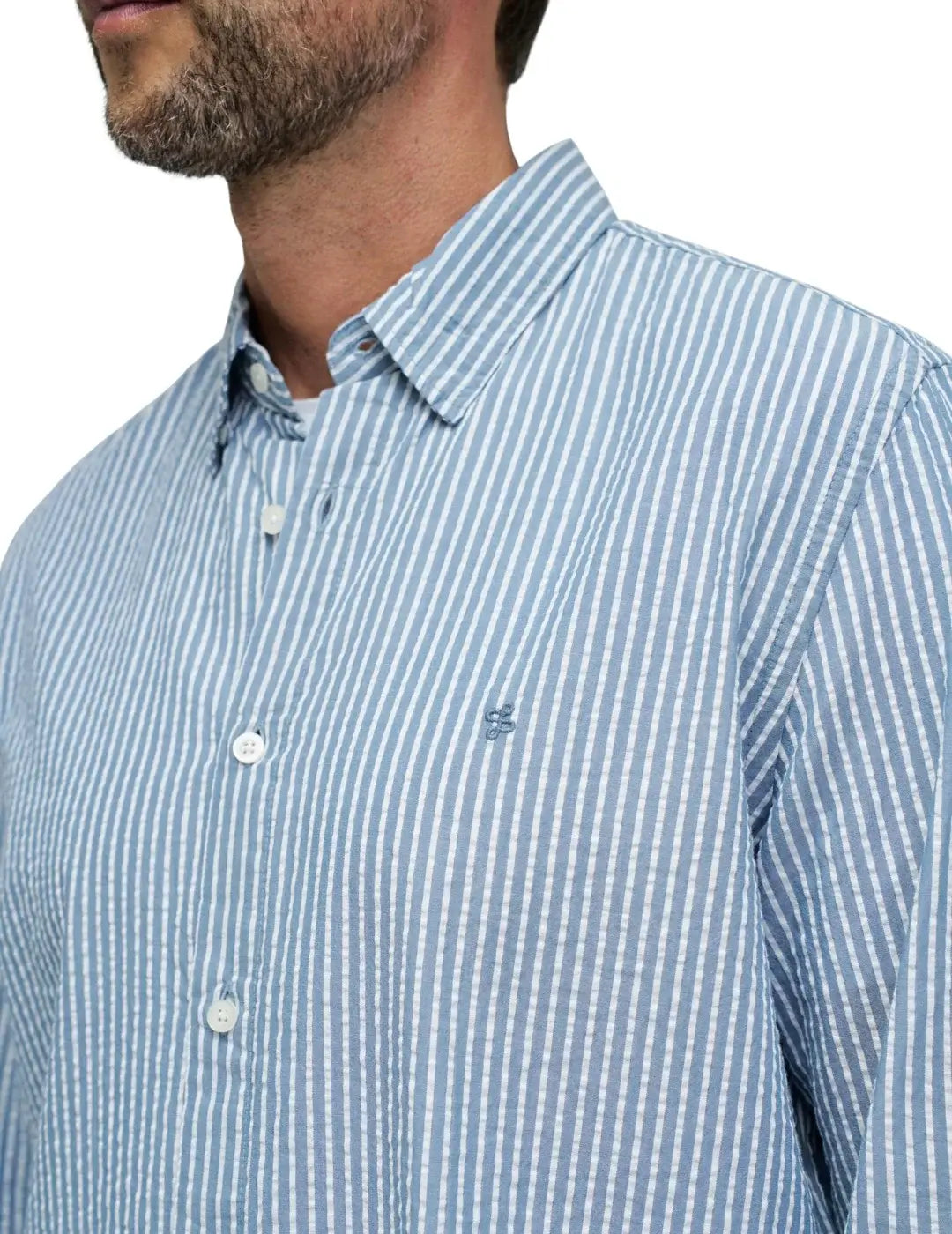 Camisa Rayas Seersucker Salsa Jeans Azul | Bicos de Fío
