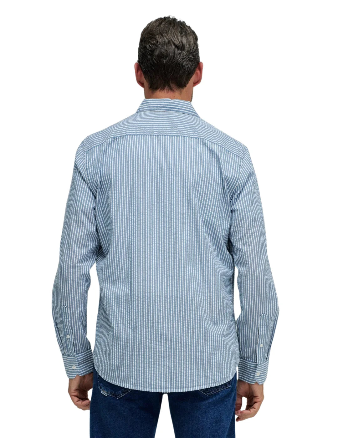 Camisa Rayas Seersucker Salsa Jeans Azul | Bicos de Fío