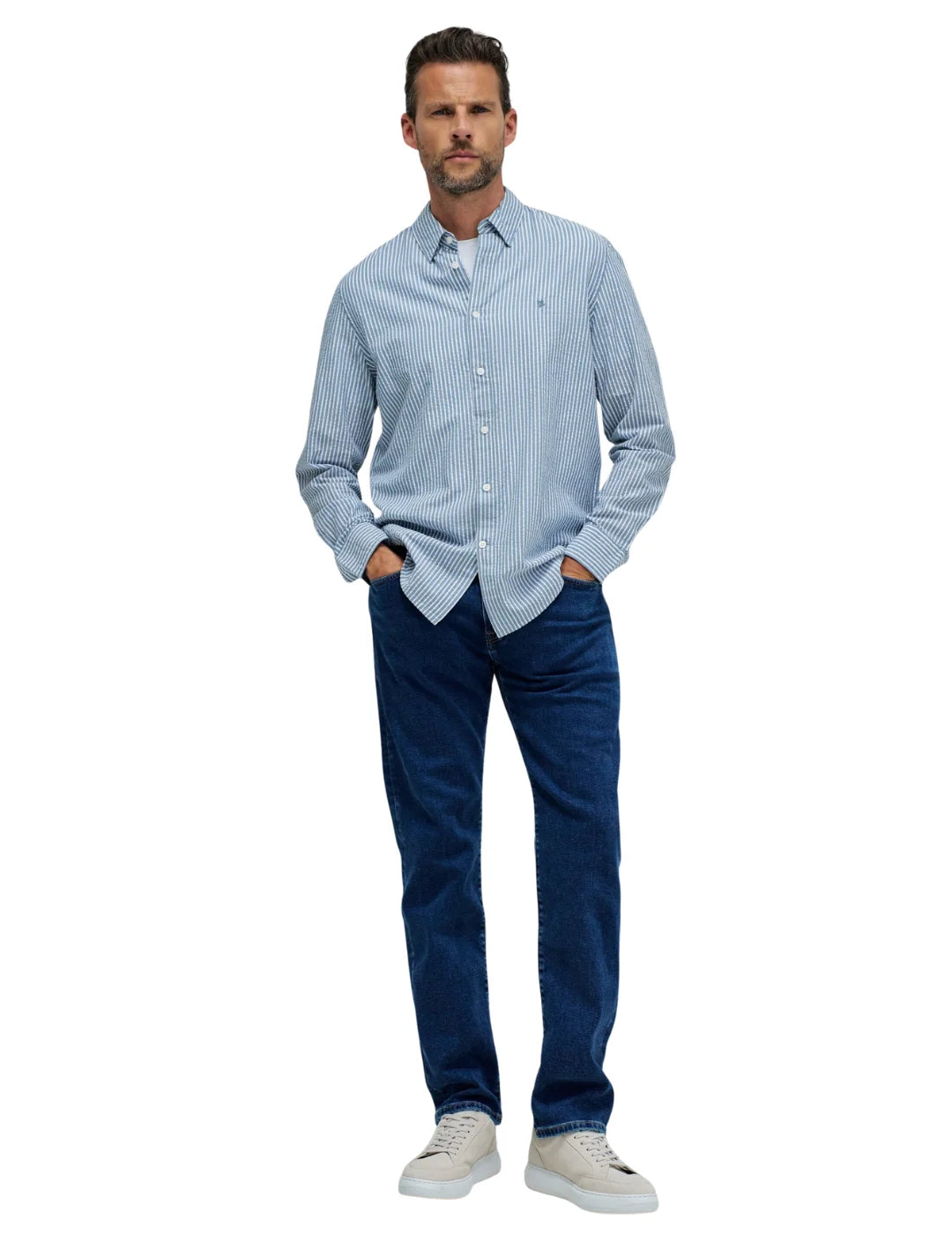 Camisa Rayas Seersucker Salsa Jeans Azul | Bicos de Fío