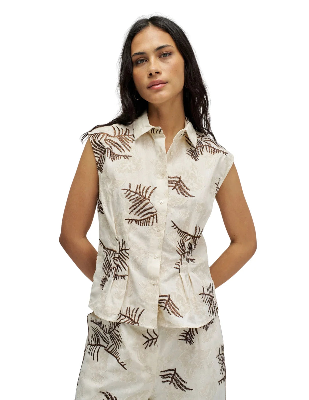 Camisa Bordados Salsa Jeans Beige | Bicos de Fío