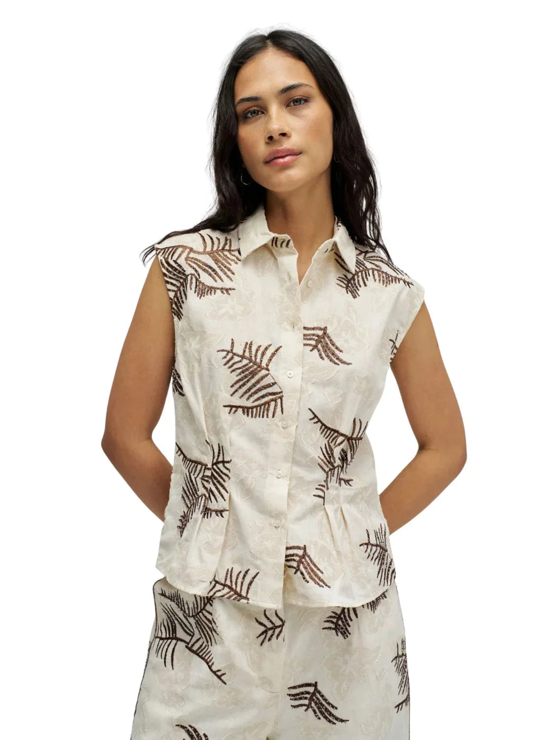 Camisa Bordados Salsa Jeans Beige | Bicos de Fío