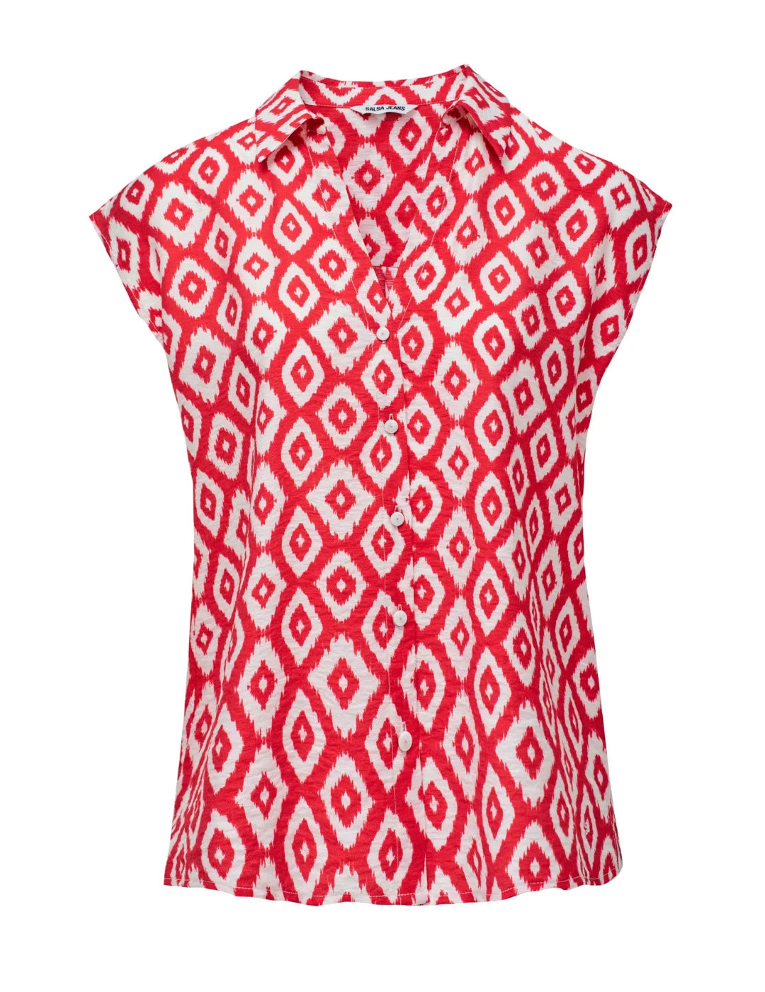 Camisa Textura Rombos Salsa Jeans Rojo | Bicos de Fío