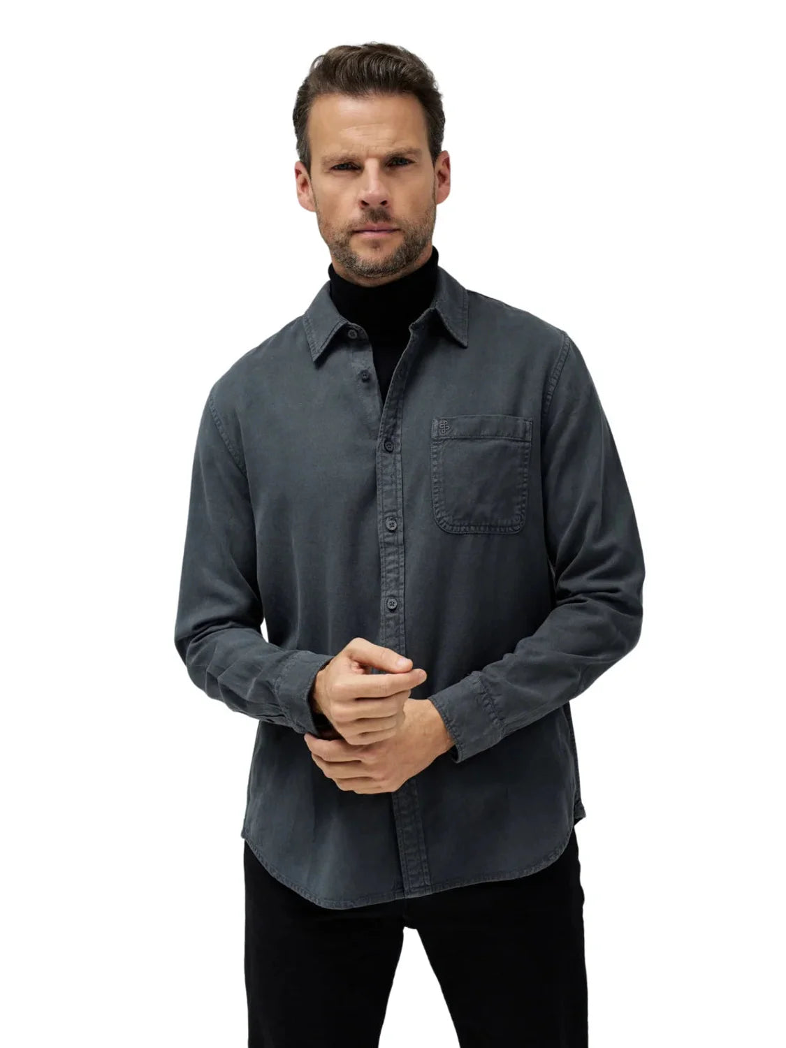 Camisa Vaquera Regular Fit Salsa Jeans Gris Oscuro | Bicos de Fío