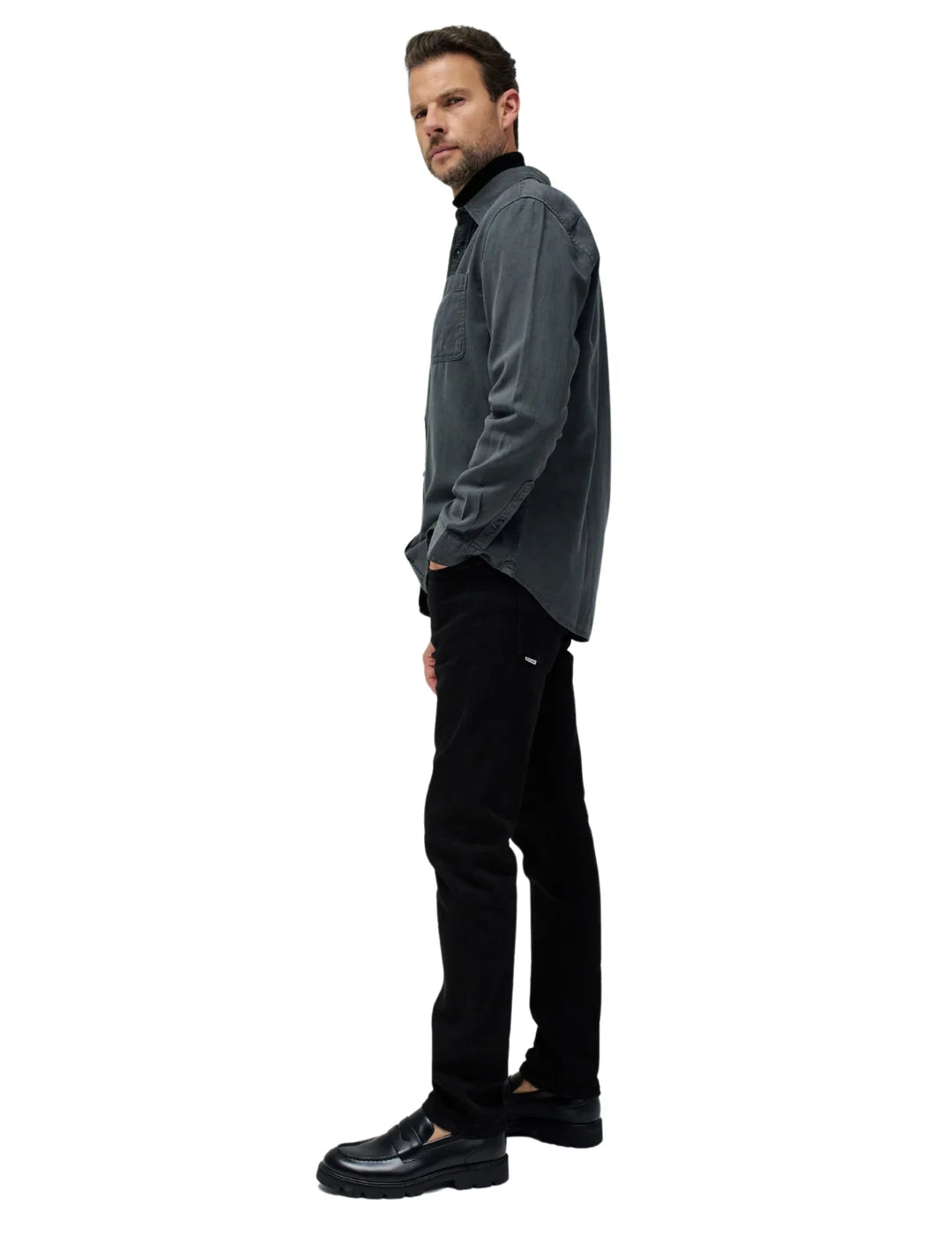 Camisa Vaquera Regular Fit Salsa Jeans Gris Oscuro | Bicos de Fío