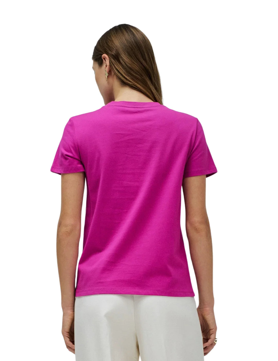 Camiseta Aplique Flores Salsa Jeans Fucsia | Bicos de Fío