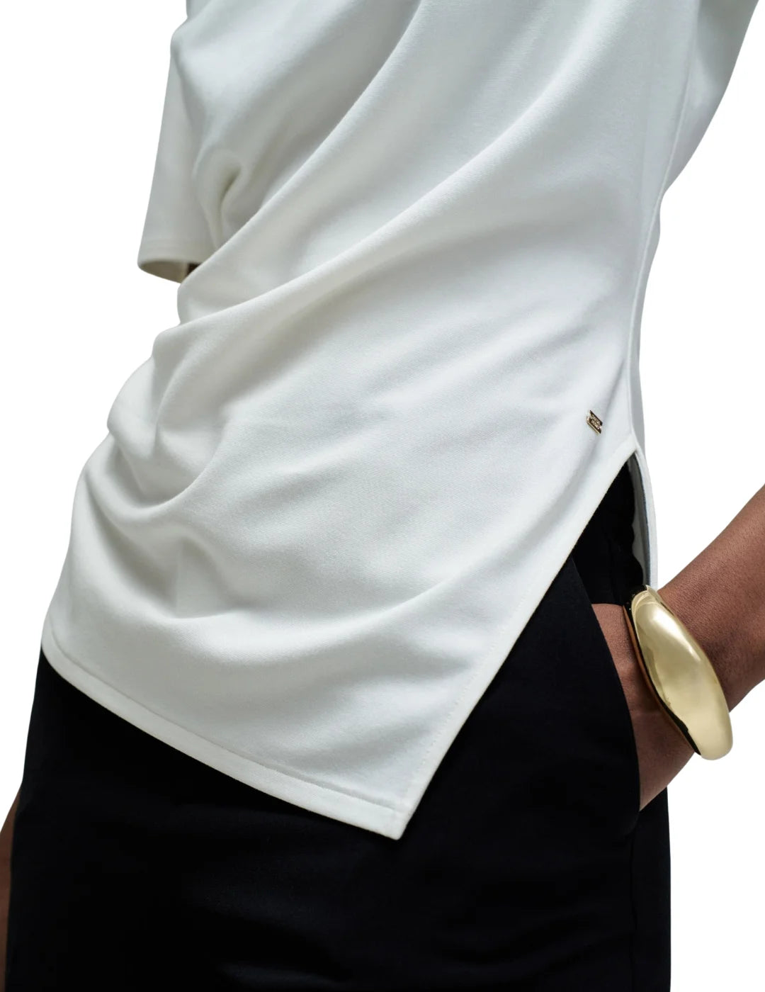 Camiseta Asimétrica Drapeado Salsa Jeans Blanco | Bicos de Fío